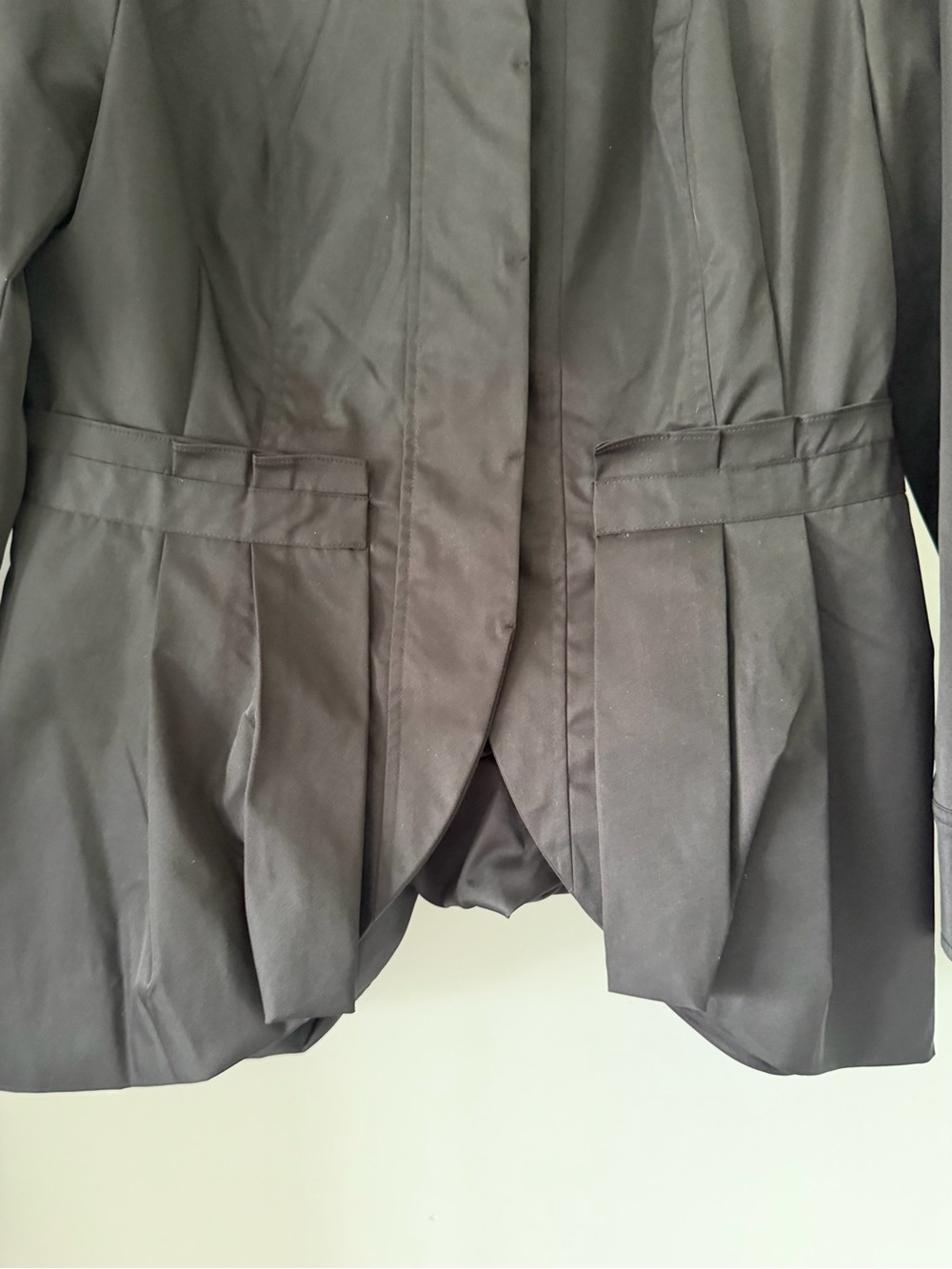 Cynthia Rowley Y2K Style Black Pleated Peplum Jacket Corporate Goth Coat L - Picture 4 of 10